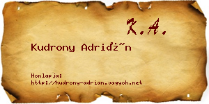 Kudrony Adrián névjegykártya